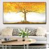 Абстрактные осенние золотые опавшие листья, холст, картина, настенное искусство, желтое дерево, постеры, принты с лисой для декора гостиной, Cuadros