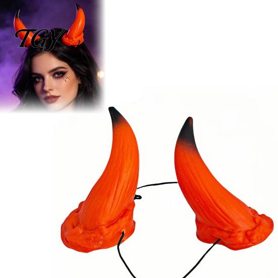 Devil Theme Party Supplies 3D Horns Headwear, Red Demon Horn Hair Accessory for Halloween Costume, Cosplay Accessories, Dress Up Prop Headband