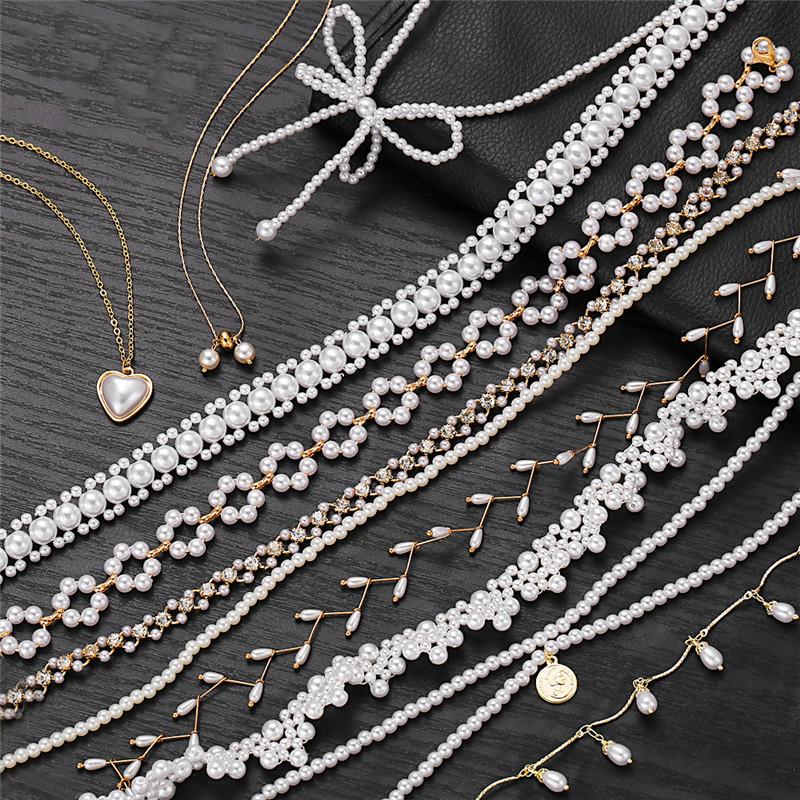 iF ME Retro Pearl Necklace Korean Pendant Necklaces Women Jewelry Accessories