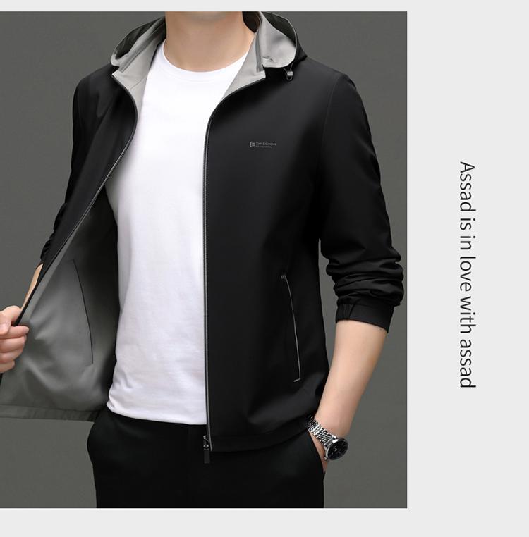 Pierre Cardin 2025 Men's Reversible Hooded Casual Jacket - Autumn Fashion for Middle-Aged Men