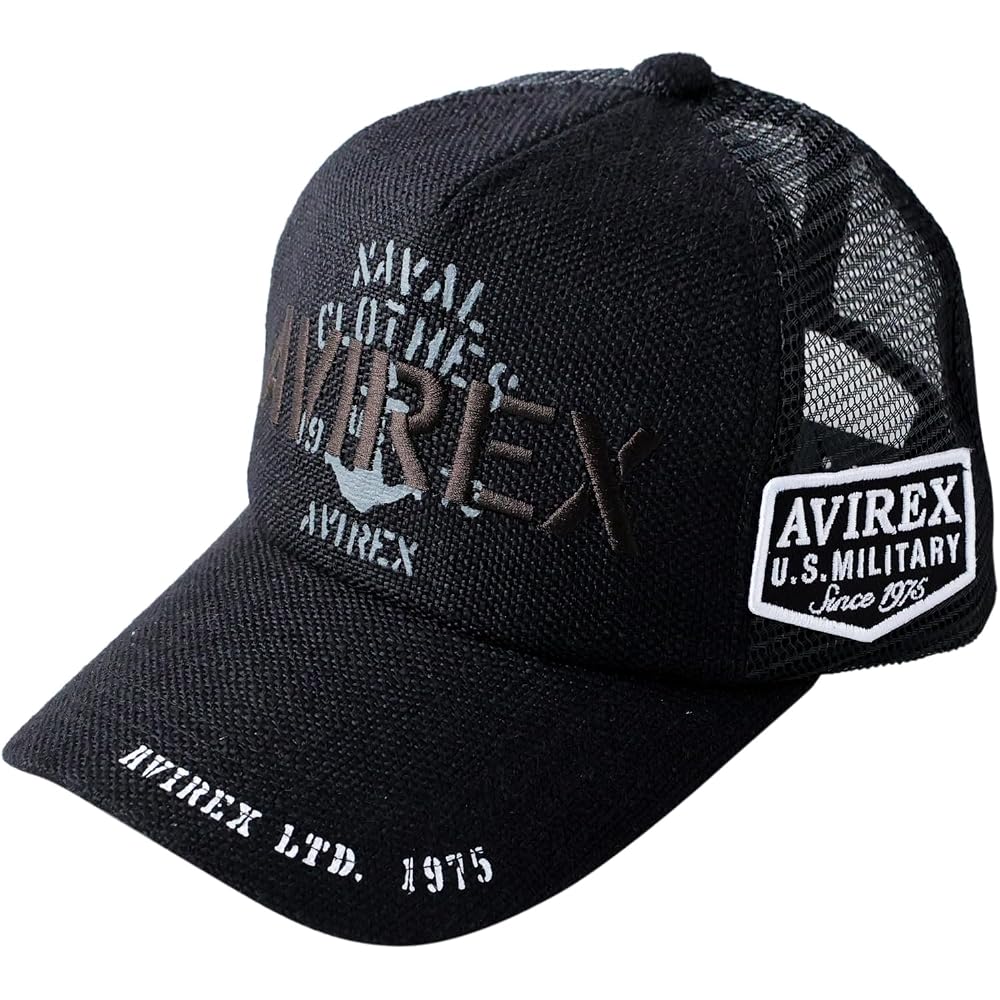 Avirex Standard Military Mesh Cap Black XL Denim Jute Big Size Baseball Hat for Men