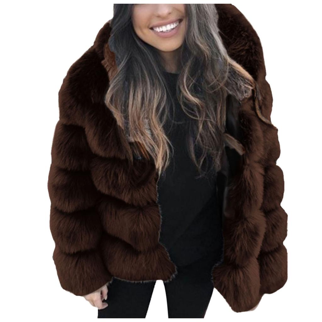 Women Faux Mink Winter Hooded New Faux Jacket Warm Thick Outerwear Jacket