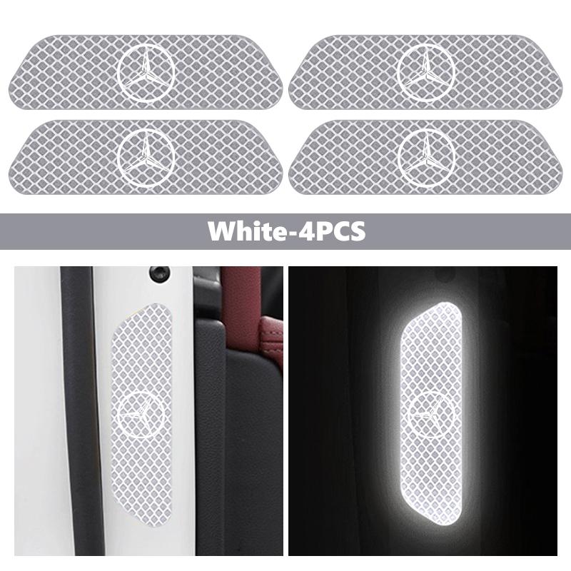 4pcs Reflective Car Accessories Door Sticker Safety Tape Inside Auto Accessories For Benz AMG Exclusive A C E R V Class CLA CLS XT3