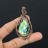 Abalone Shell 999 Copper Wire Wrapped Pendant, Handmade Gemstone Pendant Jewelry, Gifts For Wife Brand New Pendant