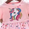 Летнее платье принцессы из сетки с сердечком и принтом единорога для девочек 1–7 лет с короткими рукавами