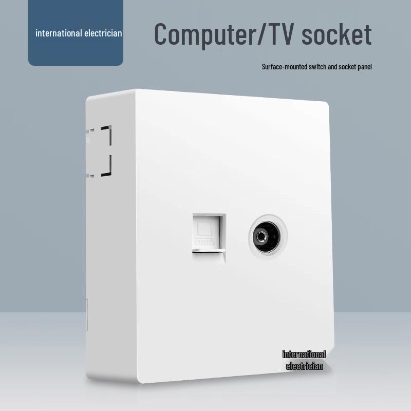 Двухклавишный настенный выключатель и панель розетки типа 86 с открытой проводкой и пятью отверстиями