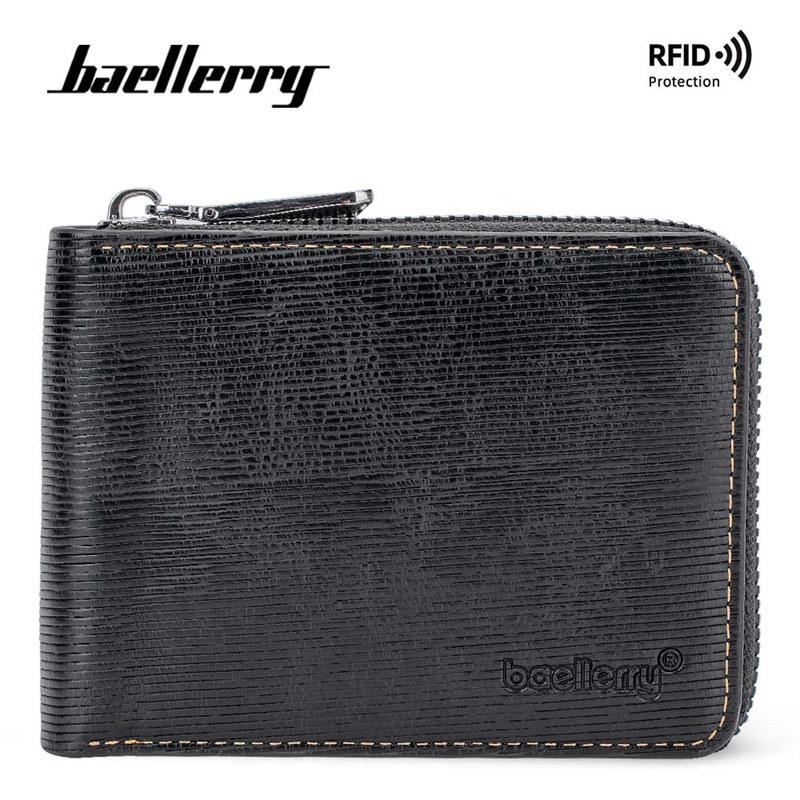 Baellerry RFID-защитный держатель для карт для мужчин, модные кошельки на молнии, сумки для денег из искусственной кожи, кошелек для монет