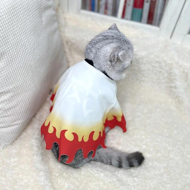 Demon Slayer Pet Косплей Rengoku Kyoujurou Одежда для кошек неограниченное количество поездов COS Flame Pillar Rengoku Kyoujurou платья