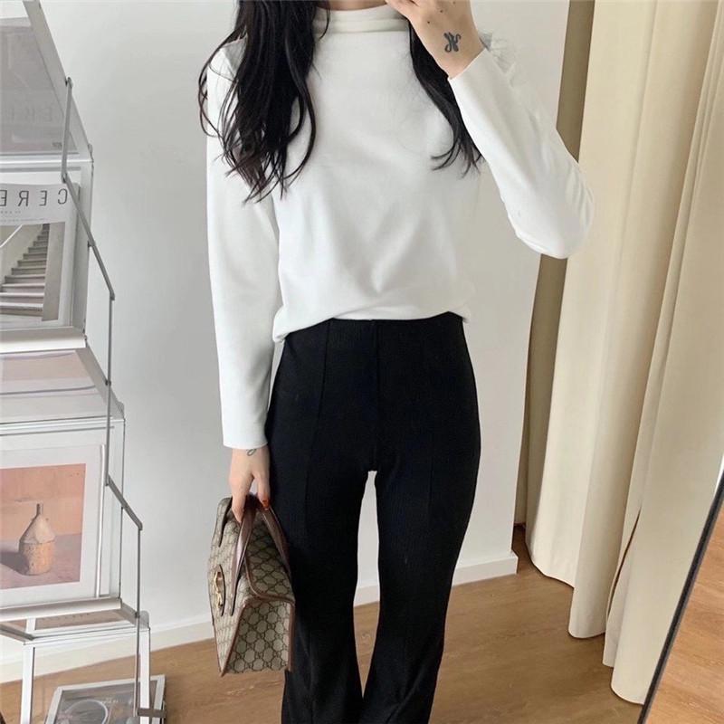 Женская рубашка с полуворотом из немецкого бархата, осень/зима, 12 цветов, отделка Fairy Wood Ear, начес и утолщение для тепла