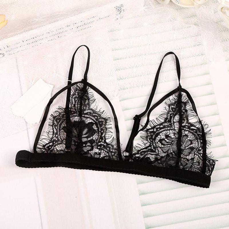 Женский кружевной бюстгальтер без косточек с треугольными чашечками, сетчатые топы без подкладок