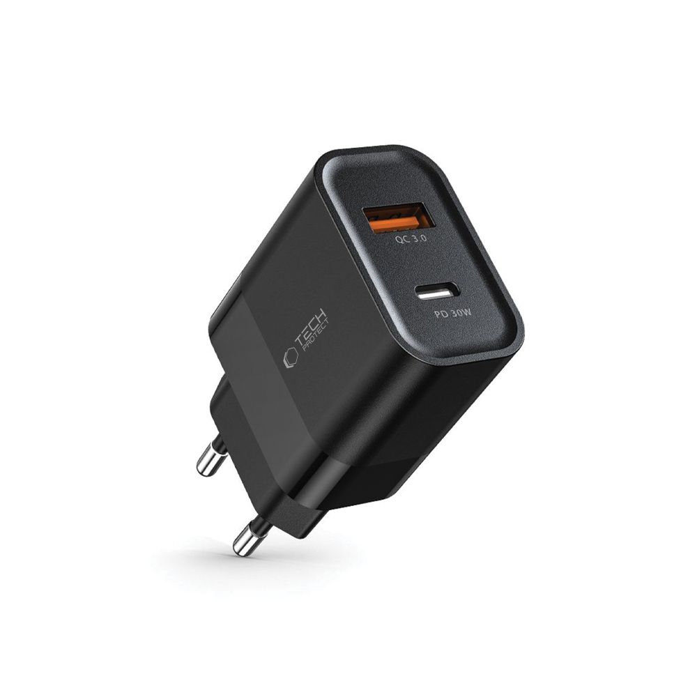 Tech-Protect C30W 2-Port Network Charger Pd30W/Qc3.0 Black