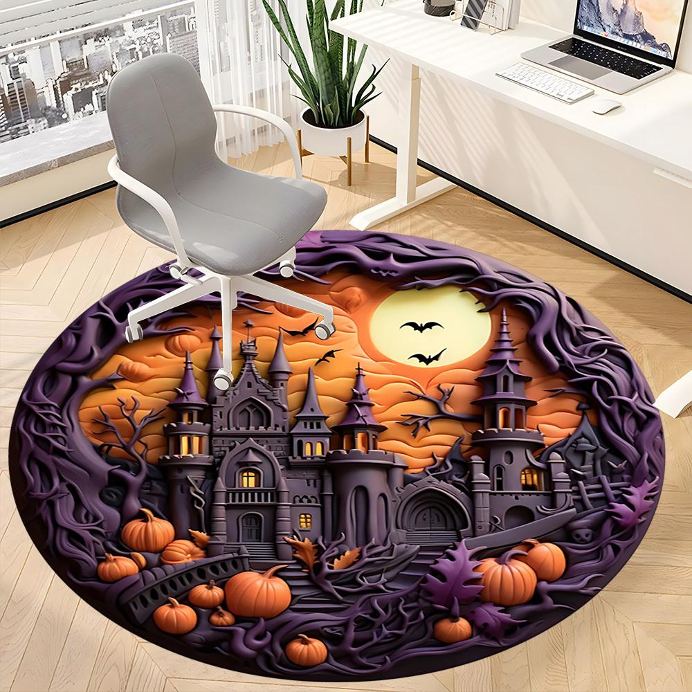 1PC Halloween Castle Chair Carpet for Office Non-Slip, Lightweight, Machine Washable Rug for Office, Sleeping, Room - Holiday Decoryy251009118