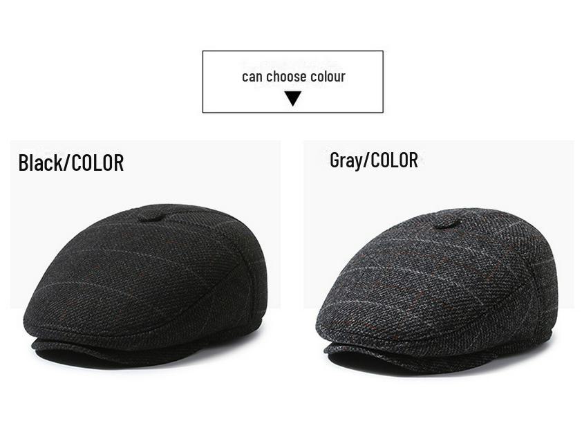 Стильная кепка «утконос» для мужчин среднего и пожилого возраста — теплая повседневная шапка с бархатной подкладкой для осени и зимы на открытом воздухе.