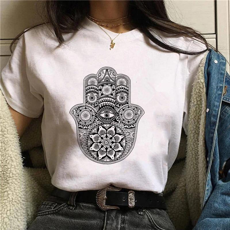 Женские футболки с принтом Hamasa Hand of Fatima Lucky Hamsa Hand Harajuku, футболки унисекс, летние черные футболки с короткими рукавами, женские футболки