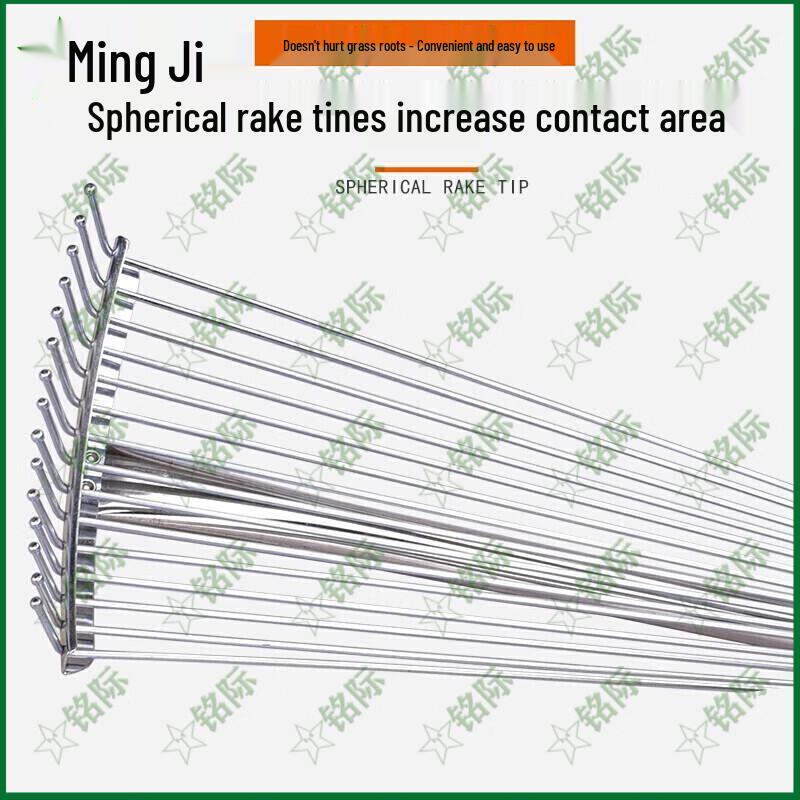 Mingji Stainless Steel Adjustable Telescopic 15-Tine Leaf Rake
