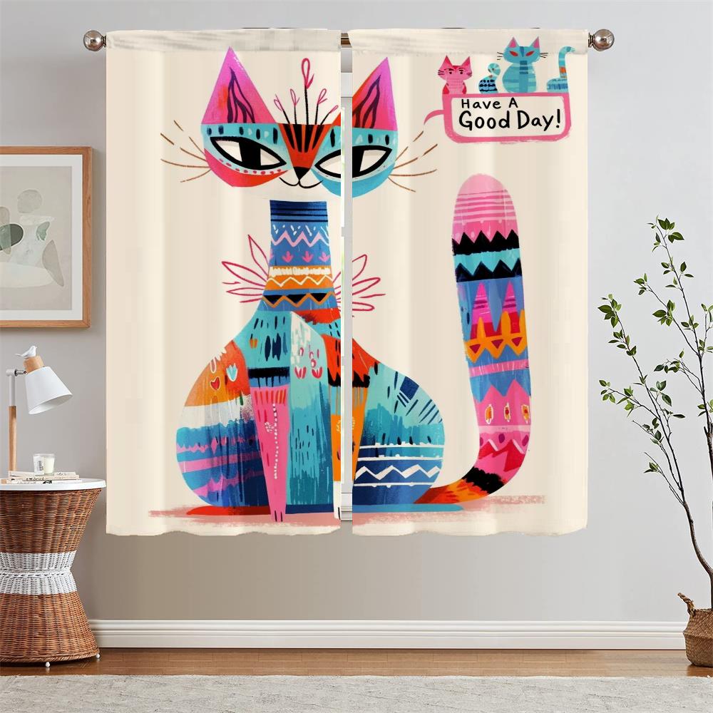 Подхваты для штор блэкаут Короткошерстная кошка элегантно сидит Шторы для украшения спальни Жалюзи Домашние шторы