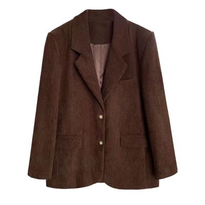 Вельветовый пиджак для женского дизайнерского нишевого зимнего свободного повседневного ретро-костюма