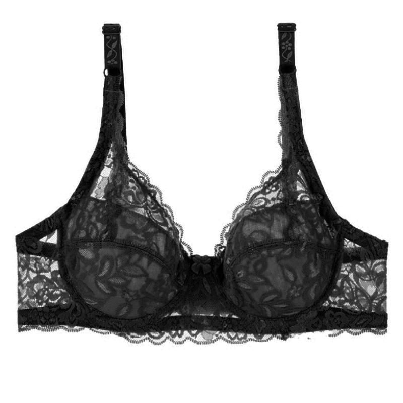 Женское нижнее белье Сексуальные бюстгальтеры пуш-ап Чашка 3/4 С подкладкой Кружевной Прозрачный бюстгальтер