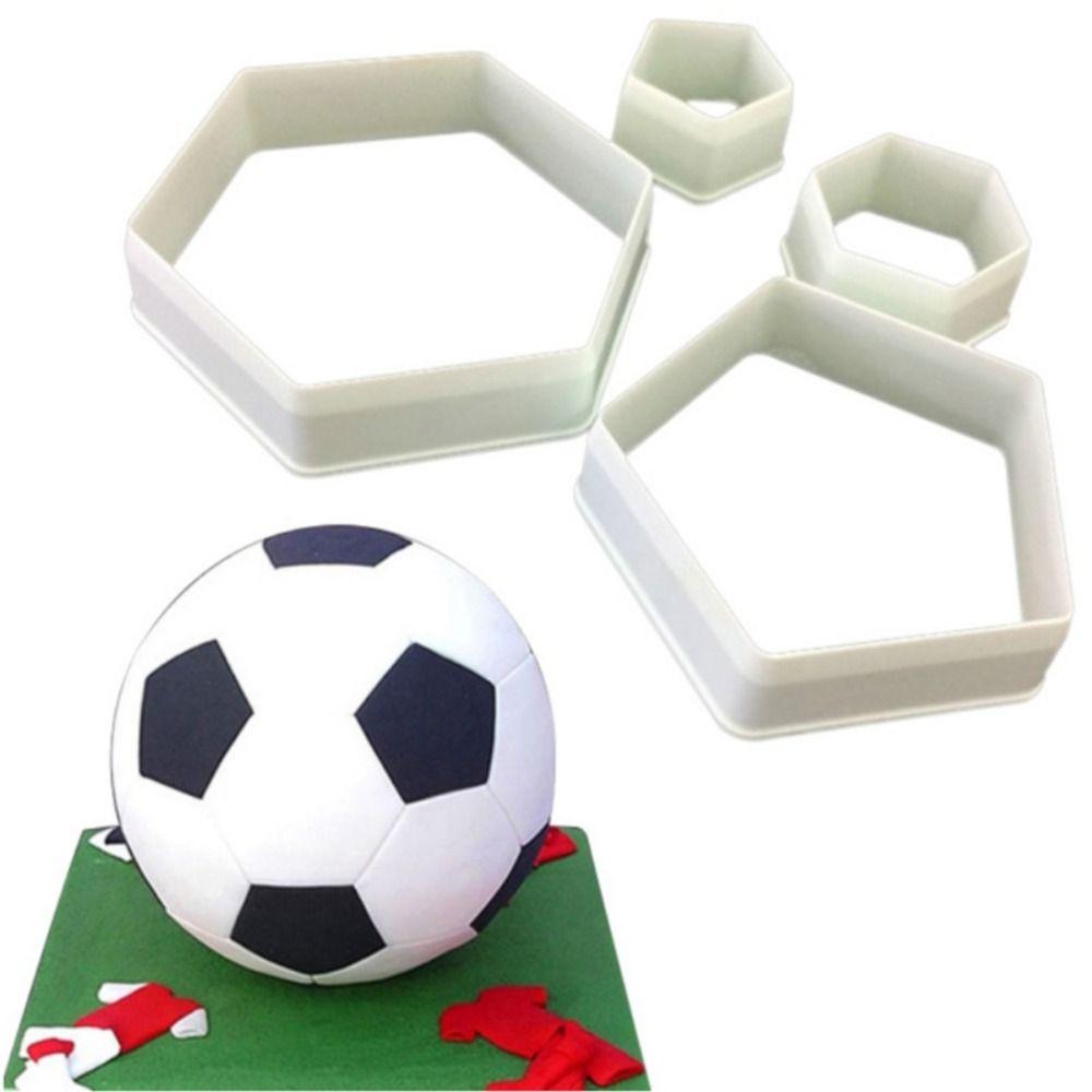 4pcs Football Pattern Cookie Cutter Set Non-Stick Hexagon Cookie Cutter Kitchen Accessory