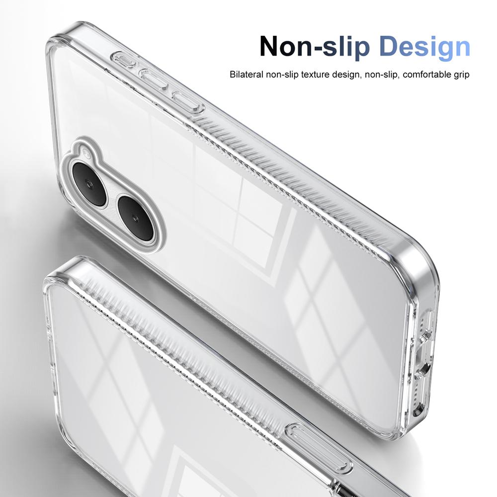 KEYSION Transparent Phone Case for VIVO Y03 Y03t Soft TPU+PC Anti-slip HD Clear Shockproof Phone Back Cover for VIVO Y18 Y28s 5G