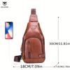BULLCAPTAIN Leather Men's Chest Pocket One Crossbody Bags with USB Rechargeable Chest Bag Can Be Used for 7.9 Inch IPai Pockets