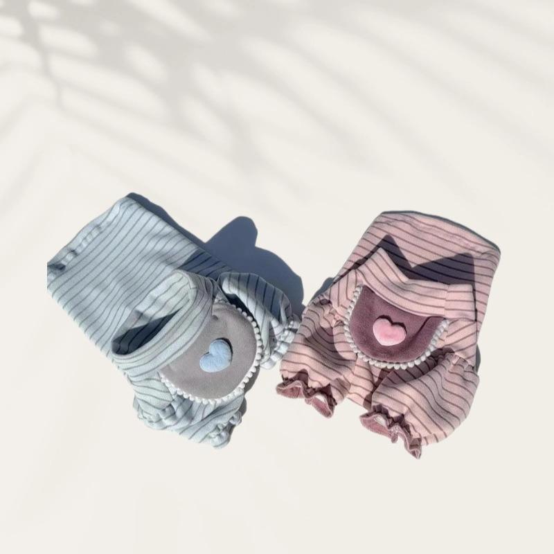 Pet Autumn and Winter Striped Base Shirt Cute Love Cat Couple Outfit Teddy Two Legged Outfit Winter Warm Bubble Sleeve Top