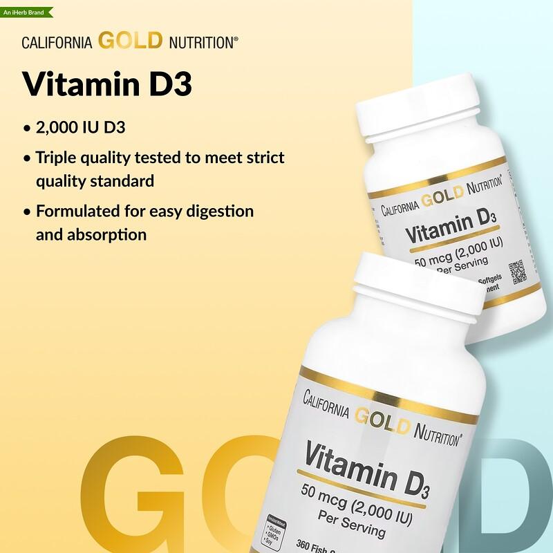 Vitamin D3, 50 mcg (2,000 IU), 90 Fish Gelatin Softgels