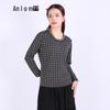 Женский повседневный вязаный топ с длинными рукавами Anlom, черно-белый