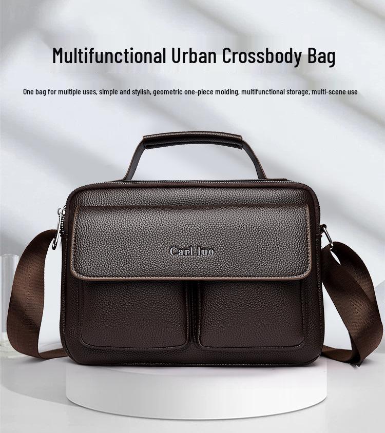 Мужская ретро деловая сумка-мессенджер через плечо большой вместимости