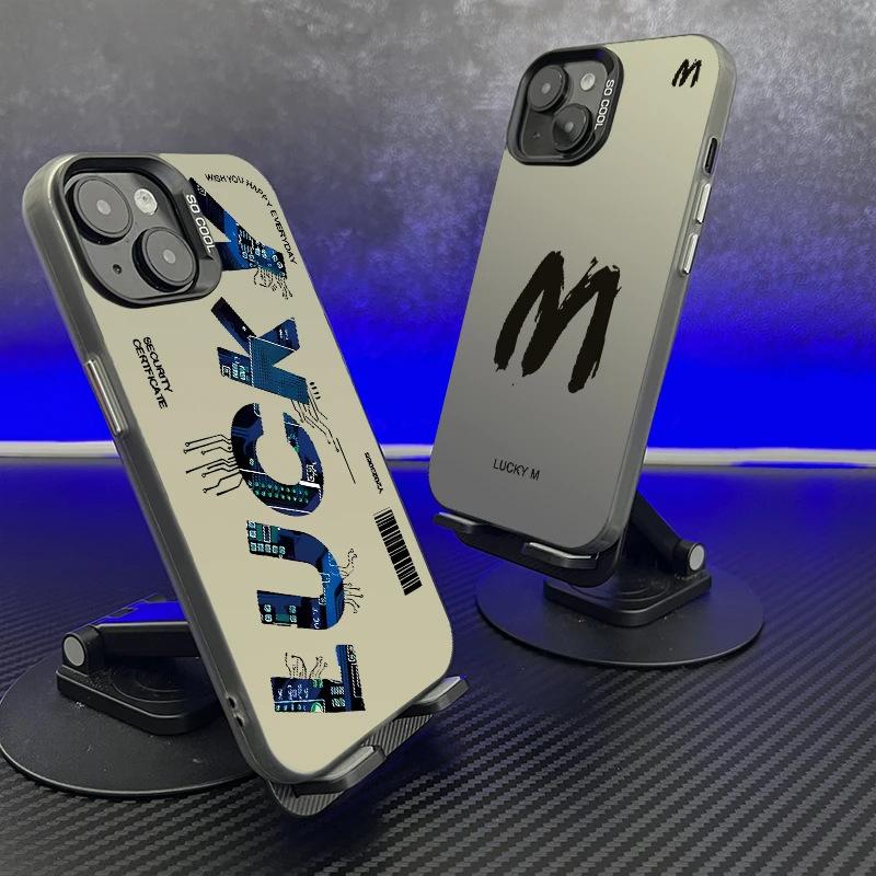 Счастливая буква для чехла на мобильный телефон Apple 16/15promax iPhone 14 цвет серебристый 13 креативный 12 личность 11