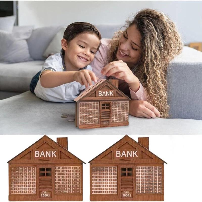 Wooden Money Bank With Counter Money Piggy Bank 10000 Saving Challenge Money Box