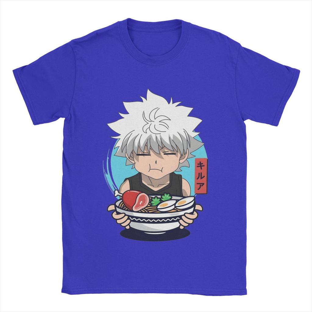 Новинка Killua Zoldyck Аниме HXH Футболки для мужчин O-образный вырез Чистый хлопок Футболка с коротким рукавом Футболка с принтом Одежда