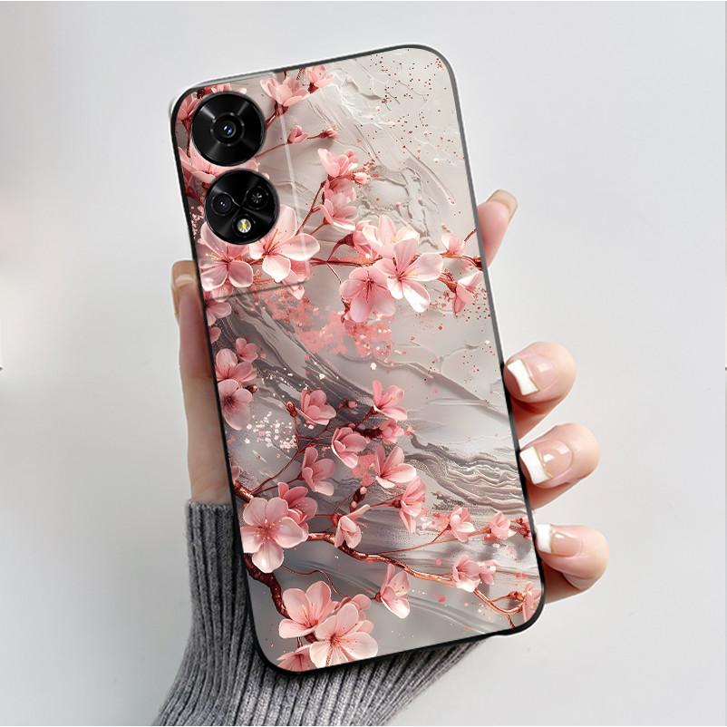 Printing Pattern Case For TCL 50 5G/TCL 50 XE Nxtpaper 5G/TCL 50XE 5G Soft Silicone Black Shell Cover Cute Flower Cartoon Casing