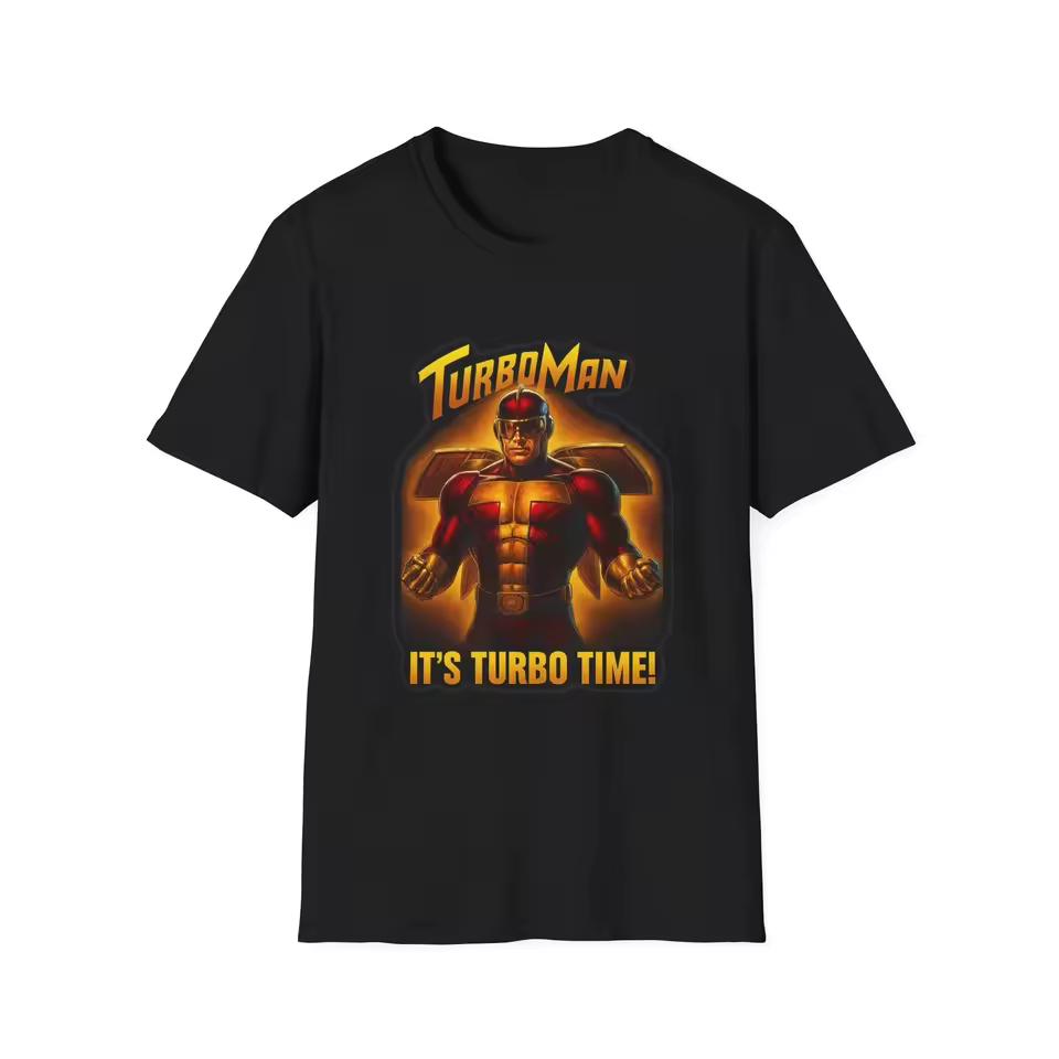 Retro Turbo Man Turbo Time T-shirt 90s Retro Pattern T-shirt, Fun T-shirt Couple Pure Cotton Streetwear Shirt shirts for men