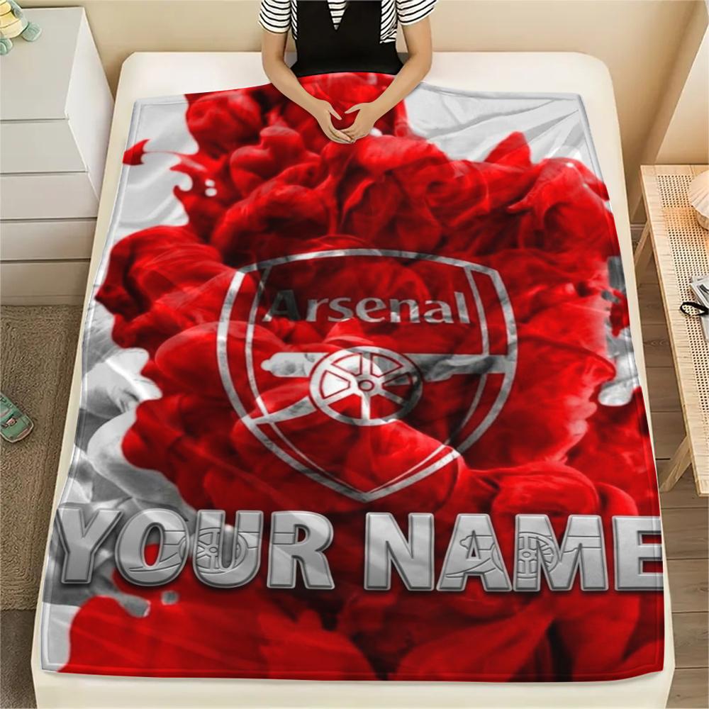 1PC Custom Name Arsenal Patterned Flannel Blanket Suitable For All Seasons for Home Decor Warmth and Comfort Gifts Holiday Present
