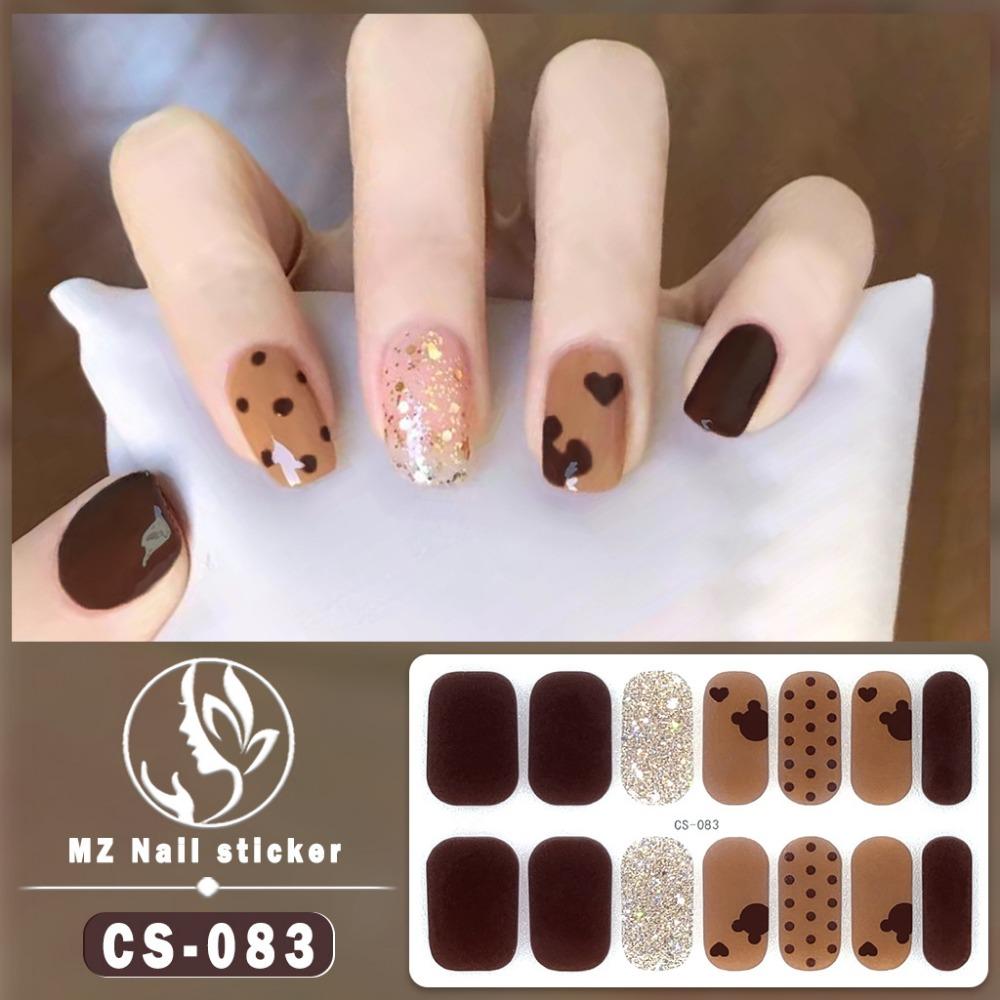 New Type of Bake-free Gel Nail Polish Film, Full Sticker, Plaid Spring and Summer Flower Nail Art Film, Nail Film, Waterproof Paper Patch