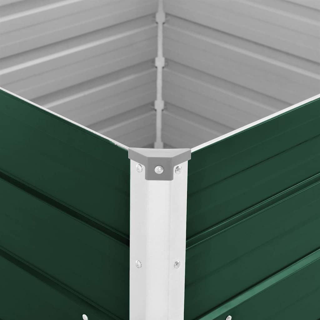 Raised Garden Bed 100 x 100 x 77 cm Galvanized Steel Green