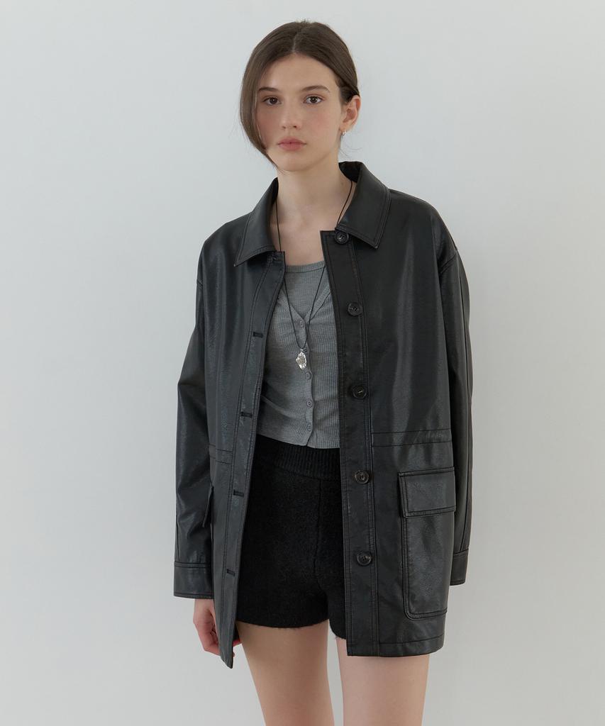 RE L Neff Faux Leather Jacket (Black)
