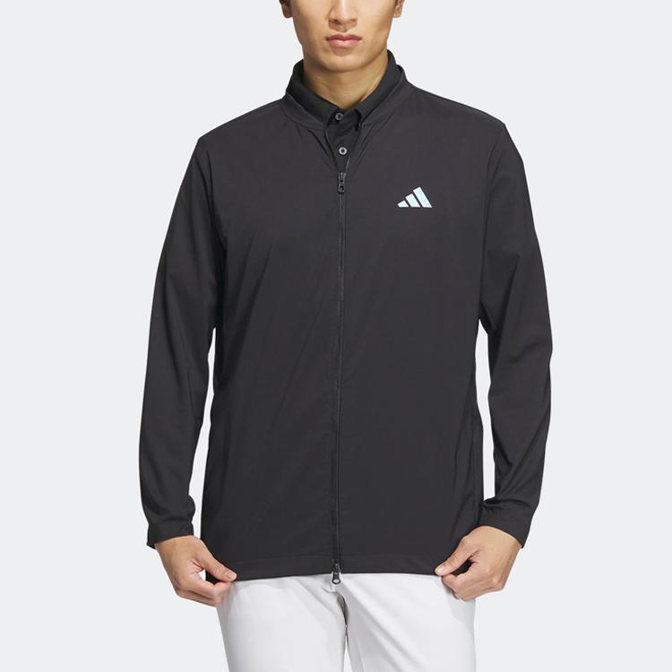adidas Куртка для гольфа с логотипом сплошного цвета, мужская, черная HS9994