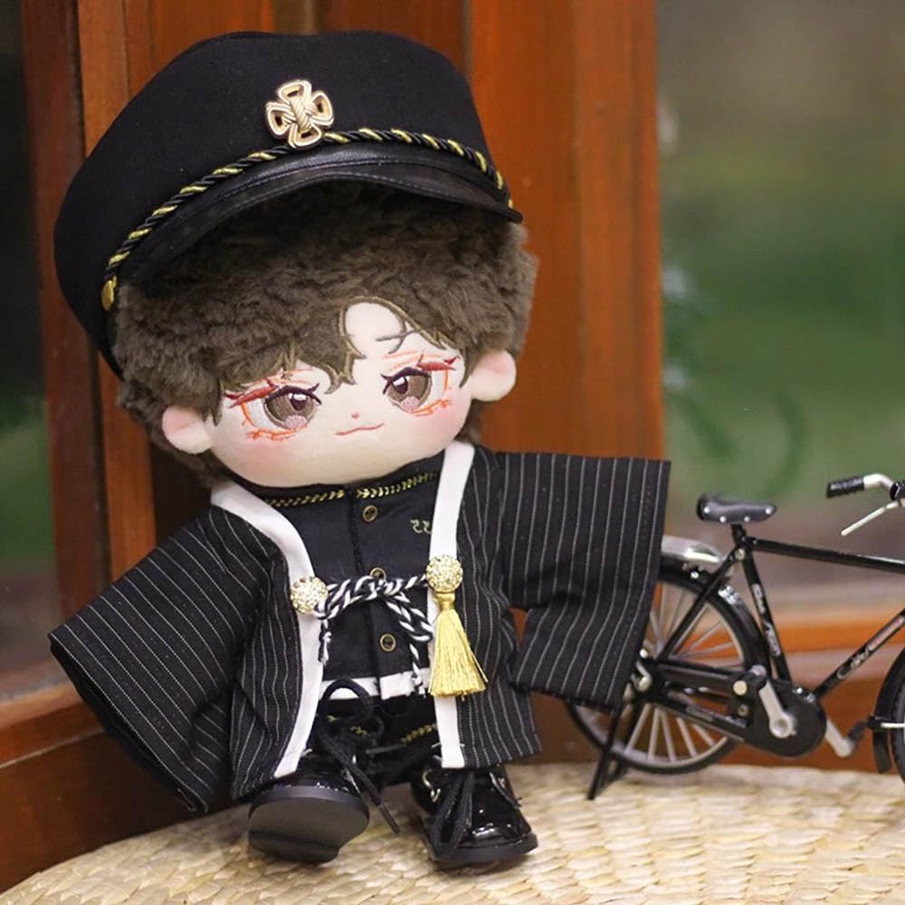 Niannyyhouse Coat, Hat, Jacket, Pants, Shoes, Black Kimono Set 20cm Stuffed Animal Clothes Cotton Doll Dress Up