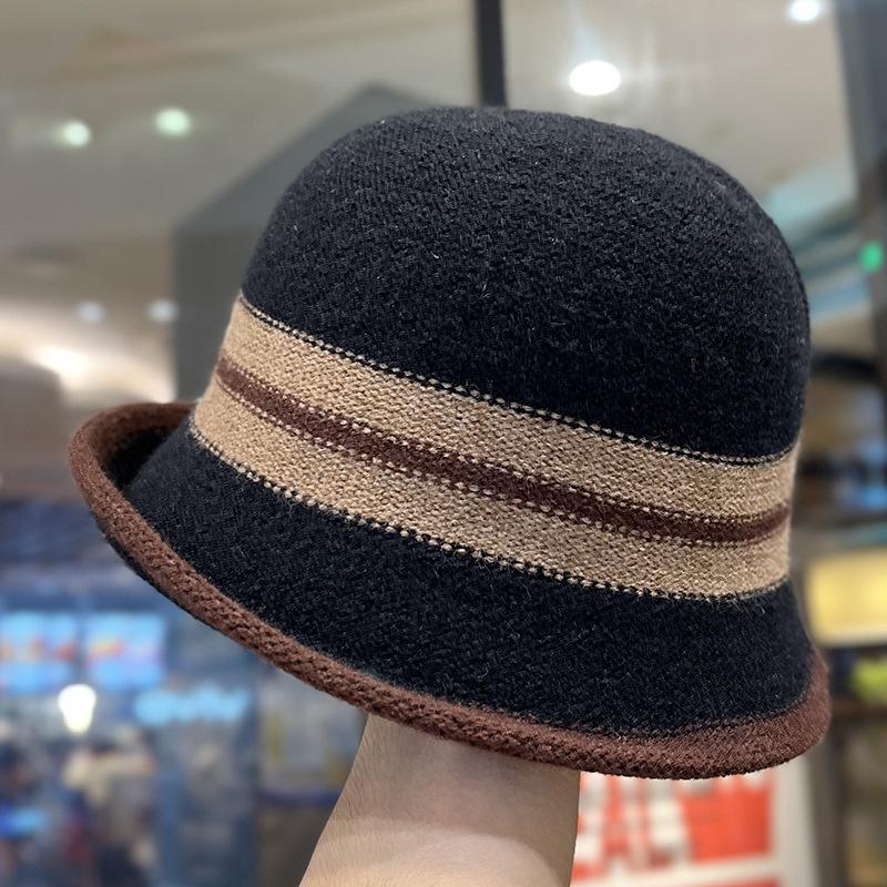 Ретро гофрированная рыбацкая шляпа детская осень и зима британский темперамент котелок показывает маленькое лицо элегантная шерстяная шляпа-котелок тренд