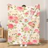 Fflannel Blanket 1pc Roses And Adorable Teddy Soft Comfortable and Warm This Nap Blanket/sofa Blanket Is Suitable for All Seasons