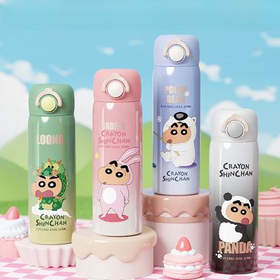 500 мл Детская волшебная кружка-термос Crayon Shin-chan, портативная, с ручкой, из нержавеющей стали, для воды, для занятий спортом на открытом воздухе, дорожный чайник
