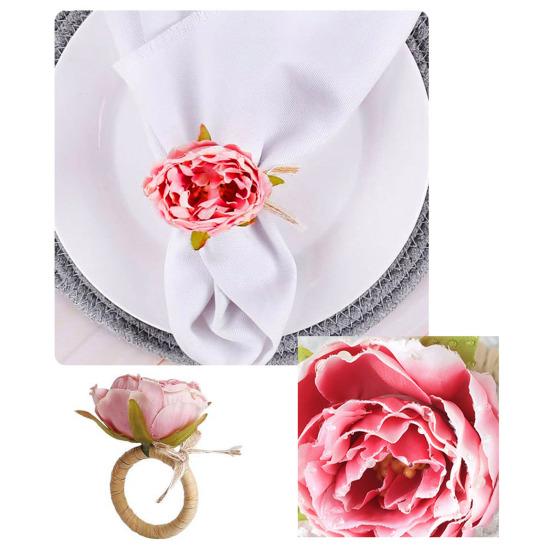 Кольцо для салфеток в виде цветка, кольцо для салфеток в виде розы ручной работы с галстуком-бабочкой, держатель для салфеток в деревенском стиле для свадебных вечеринок в День святого Валентина