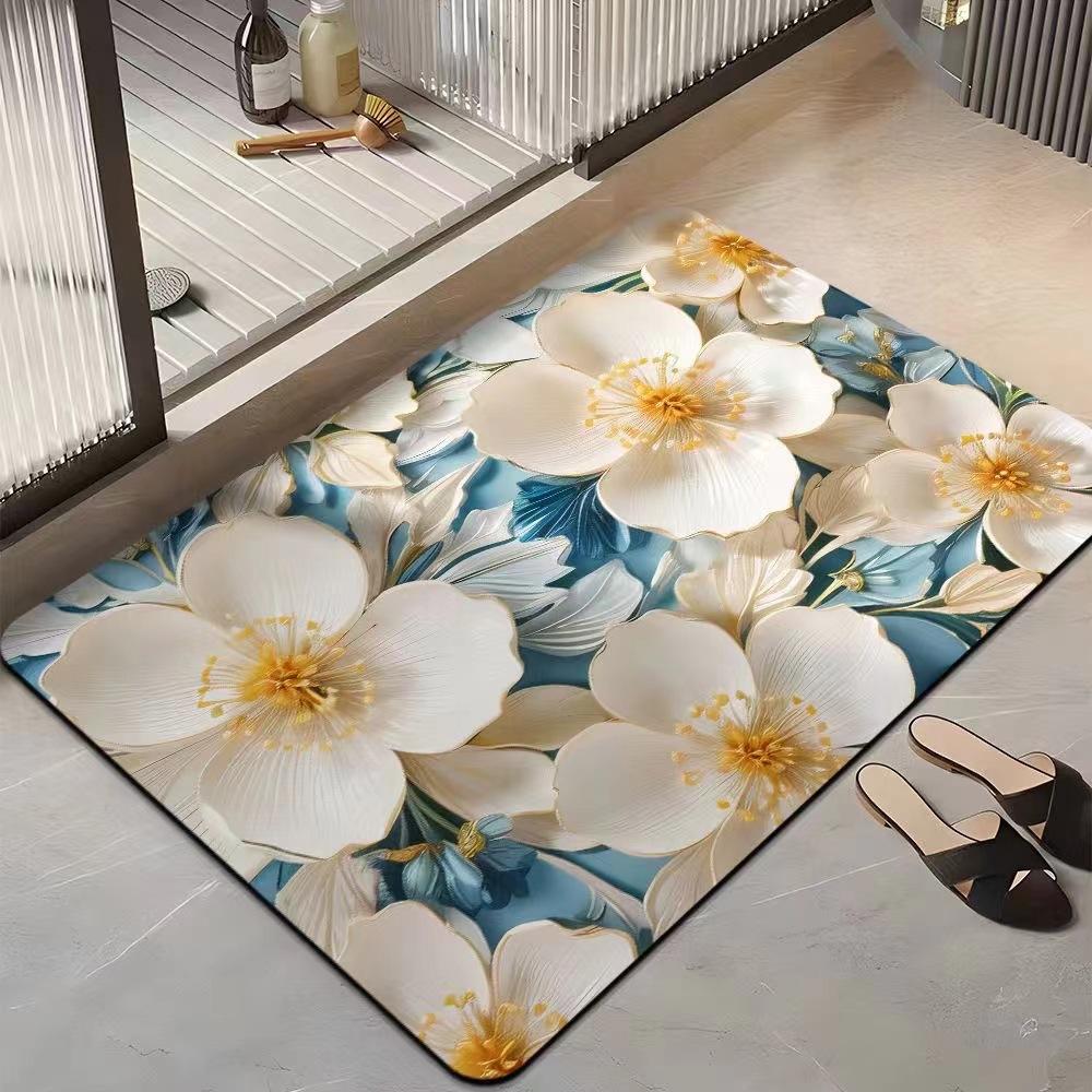 Light Luxury 3D Three-dimensional Flower Household Toilet Absorbent Mat Bathroom Toilet Diatom Mud Non-slip Carpet
