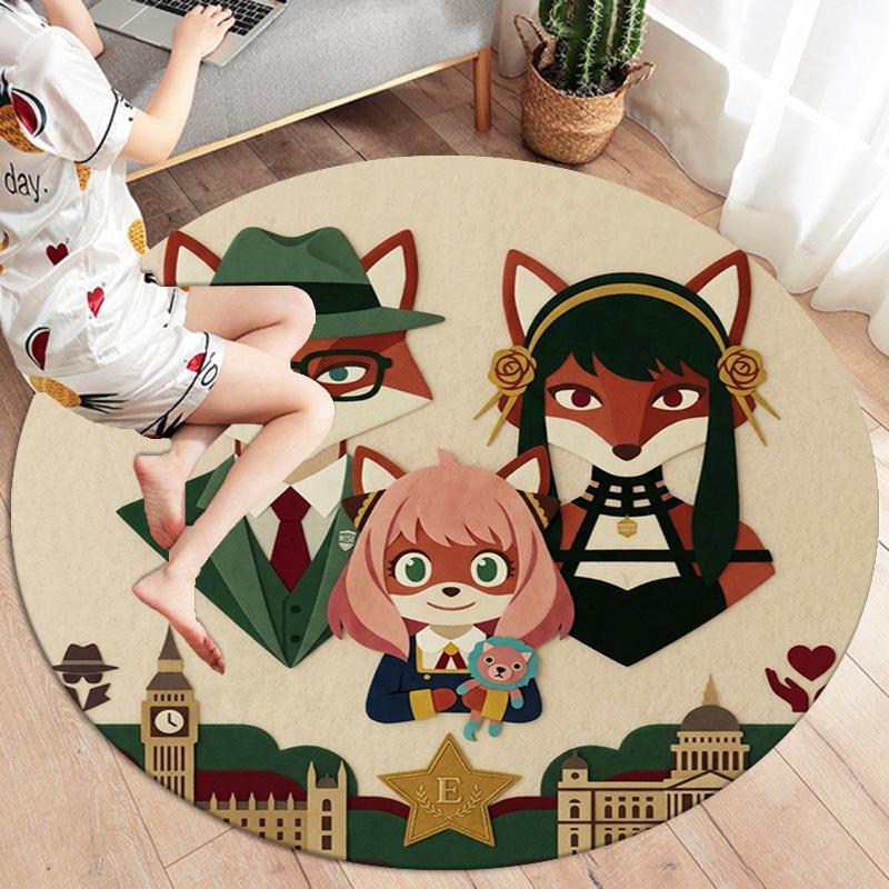 Ковер круглый Spy Family Ковер для гостиной, спальни, дивана, игровой комнаты Декор Нескользящий коврик для пола