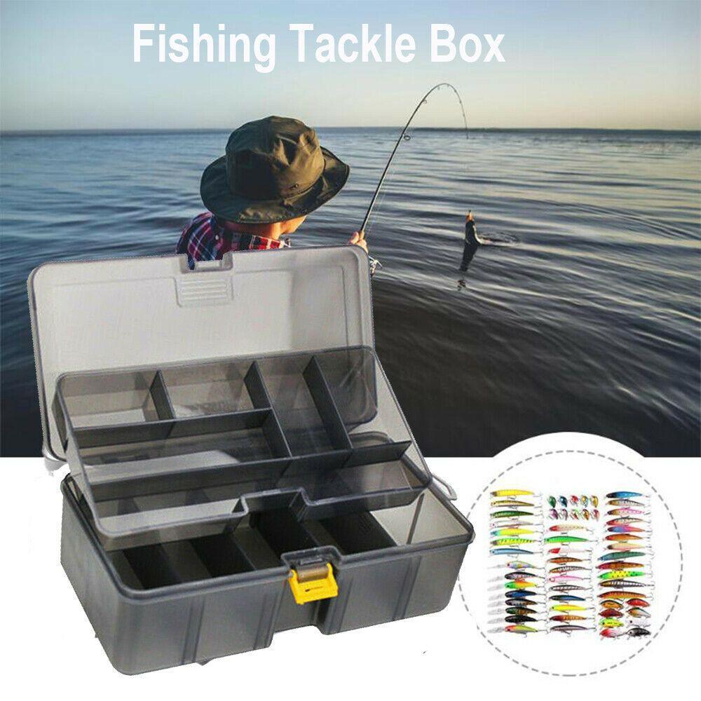 Fashionable Plastic Durable Organizer Double Layers Waterproof Fishing Tackle Box Bait Storage Case