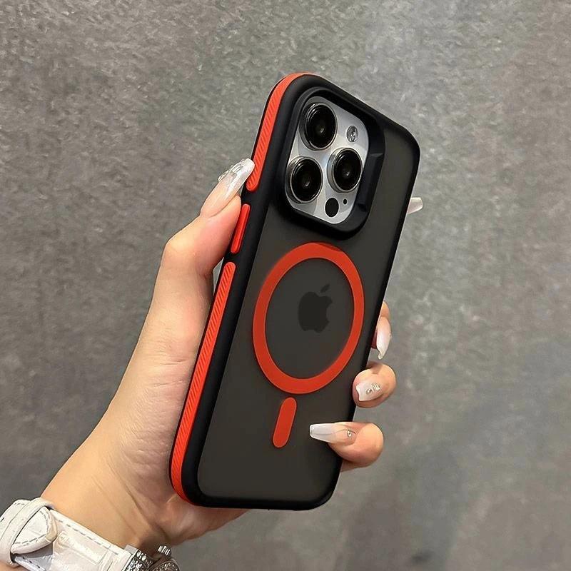 Роскошный матовый бронированный чехол для телефона для iPhone 16 15 14 11 12 13 Pro Max Plus для Magsafe Магнитный бампер Задние чехлы Обложка Funda Coque
