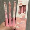 3pcs/set Cute Erasable Click Pen Pastel Kawaii Press 0.5mm Black Blue Ink Pen with Soft Grip Peach Juice Color Study Supplies