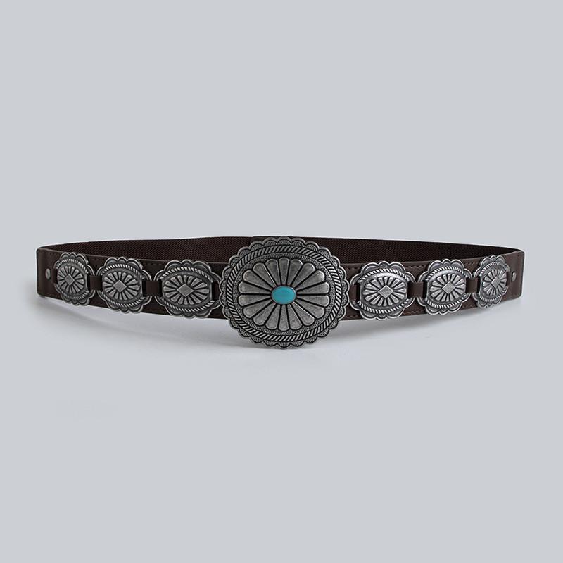 Bohemian Western Style Faux Leather Belt For Women With Metal Buckle And Retro Appeal